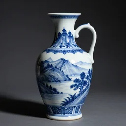 domiabra by jug calligrapher, blue and white, detail on porcelain jug