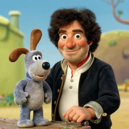 bob ross in the style of wallace and gromit by nick park,