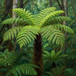 forest of giant ferns, vibrant, painting from a sci - fi novel cover, award winning concept art, in the style of no man's sky, trending on artstation