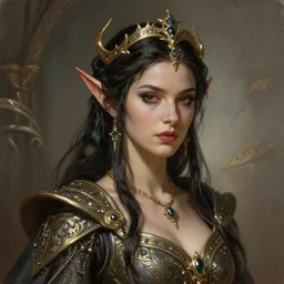Majestic and regal portrait of a riveting and awe inspiring female High Elf nobility, intricate, epic, elegant, menacing, fantasy, photo realistic, digital painting, hard focus, beautiful volumetric lighting, epic light, ultra detailed, by Leesha Hannigan, Ross Tran, Thierry Doizon, Kai Carpenter, Ignacio Fernández Ríos