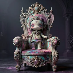 tall intricate baroque kawaii goth throne, faded effect, detailed, vaporwave colors, by geof darrow, geof darrow art,