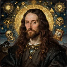 an awesome jean giraud portrait of timothy leary in the style of a renaissance masters portrait, mystical and new age symbolism, tibetan book of the dead