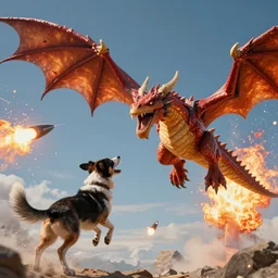 f - 2 2 dogfighting a fire dragon, exploding missiles, magic realism, smooth, sharp focus, 4 k ultra hd