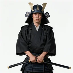 full portrait of weeping japanese samurai holding a sword and a shield by wlop, katana, shield, black heavy armor, o - yoroi, weeping, sorrow, wailing, shouting, detailed, realistic, anatomically accurate, fantasy illustration, artstation, wlop, 4 k.