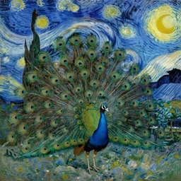 the vision of the universal peacock by evelyn de morgan and vincent van gogh, symbolist, visionary