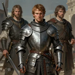 Lucius Vorenus from HBO Rome as a stark medieval knight by Greg Rutkowski and J.Dickenson