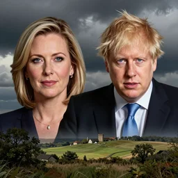 Caricature portraits boris johnson and liz truss