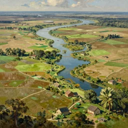 river delta, floodplains, still pond,, extremely detailed oil painting, unreal 5 render, rhads, sargent and leyendecker, savrasov levitan polenov, bruce pennington, studio ghibli, tim hildebrandt, digital art, landscape painting, octane render, beautiful composition, trending on artstation, award winning photograph, masterpiece