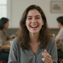 a woman that successfully escaped her internal hell and looks genuinely happy, she would fit into most social situations and be seen as a good person. hyperrealism, trending on artstation.