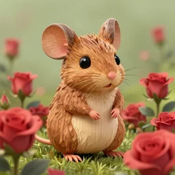 ultra cute wood mouse sitting in some roses, high quality, cel shaded, cartoon, fantasy art, by disney concept artists, artstation, cgsociety