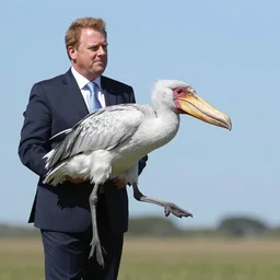 shoebill chasing James Corden