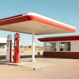 photo of vintage gas station near Marfa, Texas by Jason Chambers, instagram, jasonchambers.com, film photography, Hasselblad, film look, Kodak Portra film look, soft colors, warm tones, medium contrast, photorealistic, ultra realistic, maximum detail, foreground focus, 8k, volumetric light, cinematic, octane render
