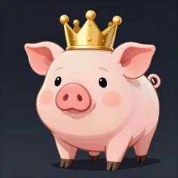 pig wearing a simple gold crown in the style of Bruno Mangyoku