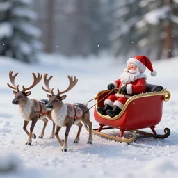 santa's sleigh being pulled by reindeer beetles realistic cinematic 3 5 mm