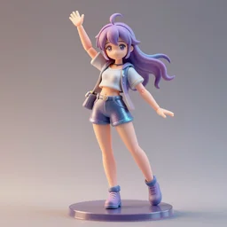 james jean isolated vinyl figure cheerful tomboy, expert figure photography, dynamic pose, interesting color palette material effects, glitter accents on figure, anime stylized, accurate fictional proportions, high delicate defined details, ethereal lighting