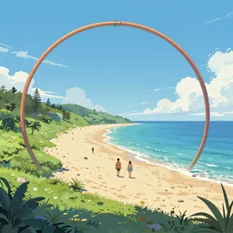 a multiverse portal leading to a beautiful beach, greg rutkowski, trending on artstation