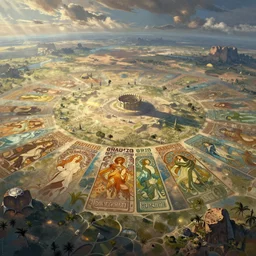 an epic historical depiction of paleozoic pangea, in the style of greg rutkowski, alphonse mucha, digital painting, unreal engine, atmospheric, extremely detailed masterpiece, cinematic lighting