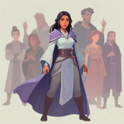 dynamic asymmetrical medium shot painted portrait maya ali as sorcerer, gloomhaven, pastel colours, octane render, unreal engine, matte painting concept art, fanart artstation by michael carson and jesper ejsing and rhads and lois van baarle and ilya kuvshinov and rossdraws
