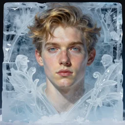 a portrait, art by james jean, ice carving,