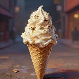 “ epic comic book style painting of dirty mop ice cream, hyperrealistic, cinema 4 d, dynamic lighting ”