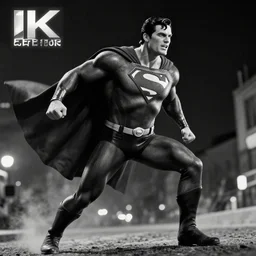 superman ctuhulu attacking, hyped, 4 k, photorealistic, night time, black and white