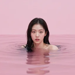 lee jin - eun emerging from pink water by takato yomamoto, rule of thirds, seductive look, beautiful