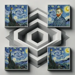 german bureaucracy in the style of escher, monet, rembrandt, van gogh