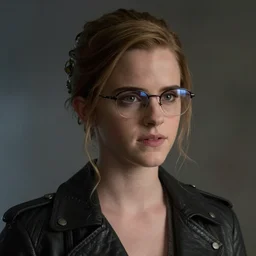 emma watson as the terminator wearing glasses