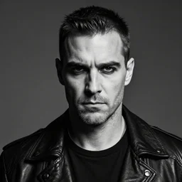 duke nukem face shot, black and white, gigachad