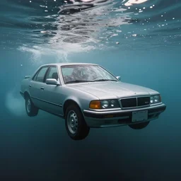 A car underwater, 2000's aesthetic