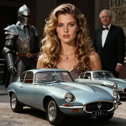 maserati tipo 1 5 1, jaguar e - type, cinematic 1 6 mm film, moebius and ralph mcquarrie film still, knight rider kitt