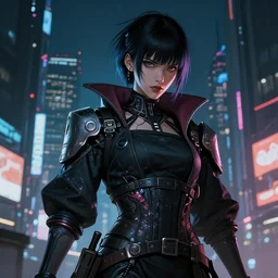 portrait of a fierce dangerous female cyberpunk hacker samurai in neotokyo at night, futuristic cyberpunk tokyo night, sci - fi and fantasy, intricate and very beautiful, highly detailed, digital painting, artstation, concept art, smooth and sharp focus, illustration, art by tian zi and wlop and alphonse mucha