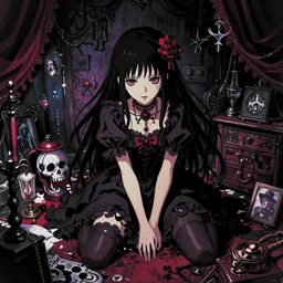 digital art pastel goth aesthetic, messy room, high contrast, vaporwave, sharp details, intricate details, hayao miyazaki, hd anime