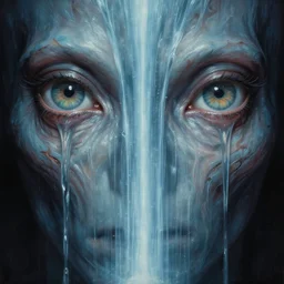 close up sci - fi cosmic horror art simon stalenhag waterfall eyes, water skin, elegant, highly detailed, centered, digital painting, concept art, smooth, sharp focus, illustration, artgerm, tomasz alen kopera, peter mohrbacher, donato giancola, joseph christian leyendecker, wlop, frank frazetta