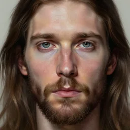 portrait of redneck jesus, pale skin. skin condition. extreme fine detail background, highly detailed, detailed eyes, high quality, digital painting, hyperrealistic, by gaston bussiere, j. c. leyendecker, craig mullins