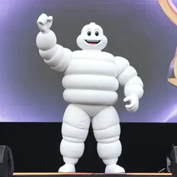 photo still of the michelin man on stage at vans warped tour!!!!!!!! at age 3 8 years old 3 8 years of age!!!!!!! stage diving into the crowd, 8 k, 8 5 mm f 1. 8, studio lighting, rim light, right side key light