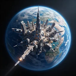 cinematic shot, zero gravity earths, futuristic city, fantastic, hyper realistic, artstation, octane render, global illumination. raytracing, by ivan ayvazovsky