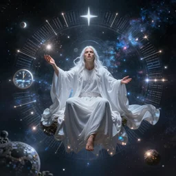 Superty the prophet dreaming of divine magical reflections of knowledge encoded in time and space ultra high quality surrealism