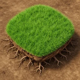 a very big topdown picture of horroresque grass and dirt with many roots.