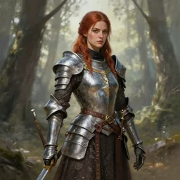 beautiful digital painting of a stylish medieval female warrior forest with high detail, 8 k, stunning detail, works by artgerm, greg rutkowski and alphonse mucha, unreal engine 5, 4 k uhd