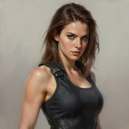 perfectly - portrait of a beautiful female action movies character, intricate, highly detailed, digital painting, loose brush strokes, realistic shaded lighting, artstation, concept art, smooth, sharp focus, illustration, realism, oil painting, unreal engine 5, 8 k, art by sam spratt and peter mohrbacher