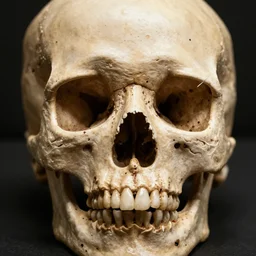 lower half of a human skull, top half of skull missing