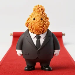 fried chicken wearing a suit and tie, dressed for success, red carpet photo