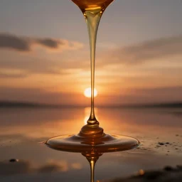 a sunset made of flowing liquid honey