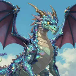 a dark fantasy animation key shot of a iridescent dragon, close up, studio ghibli, pixar and disney animation, sharp, rendered in unreal engine 5, clear sky, anime key art by greg rutkowski, bloom, dramatic lighting