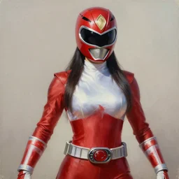 middle fullscreen angle camera a realistic painting by Raffaello Sanzi Power Rangers helmet mask suit LUCHADORA hero tribal smooth,Sharp focus, fanart best Artstation:2