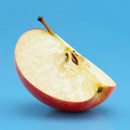 1 apple slice floating on a blue background, chesley bonestell, vincent di fate
