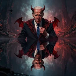 symmetry!! joe biden as the devil, scenery, evil, sinister, beautiful, perfect composition, perfect lighting, artstation, artgerm, derek zabrocki, greg rutkowski, 4 k