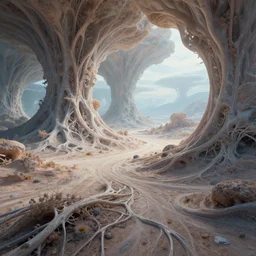 dreamy scenery of unrealistic alien landscape, veins, organic, by greg rutkowski 4 k, hdr