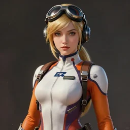 beautiful portrait of a stunning pilot who looks like Zero Suit Samus  , character design by Ross Tran,  detailed, soft lighting